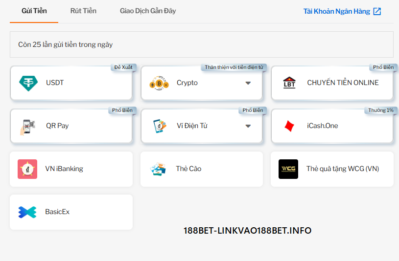 Phương thức nạp tiền 188bet Phương thức nạp tiền 188bet