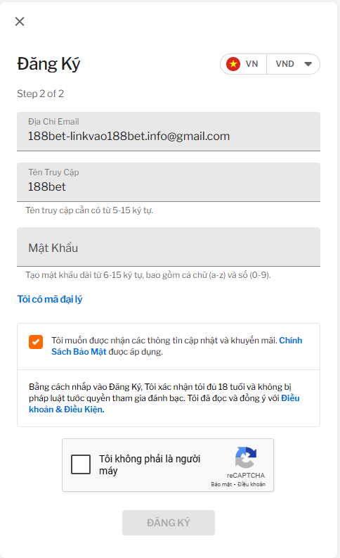 Thông tin đăng ký 188bet trên website Thông tin đăng ký 188bet trên website